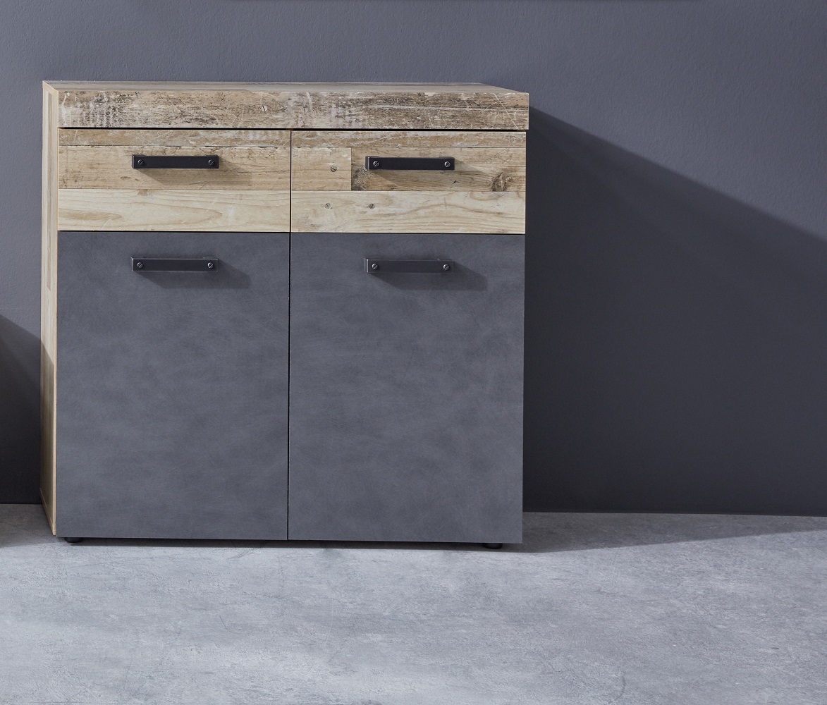 Kommode Tailor Indy 2 Türen 3 Böden 2 Schublade Schuhschrank Pale Wood Matera
