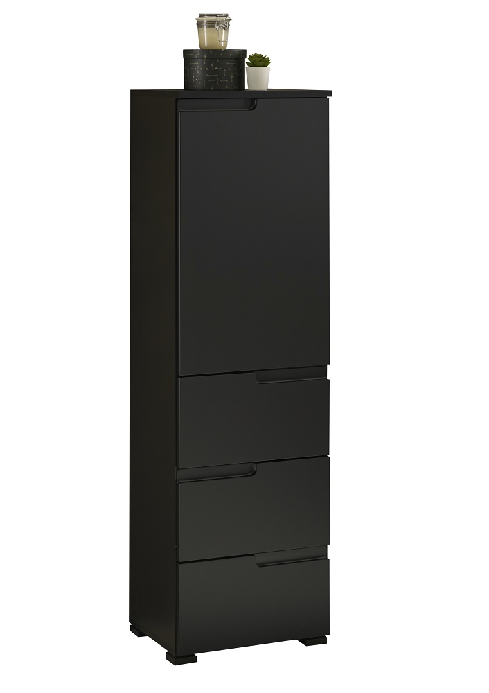 Highboard Spice Kommode Schrank Anrichte Badezimmer Badmöbel Hochschrank Schwarz