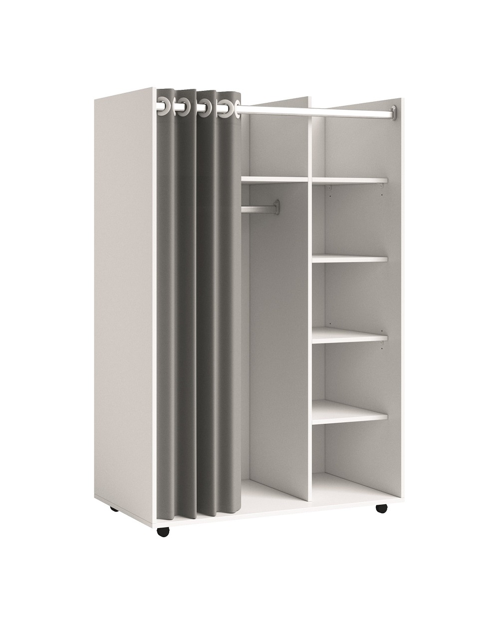 Kleiderschrank Stoffvorhang Jenke Weiß 6 Fächer 1 Kleiderstange Schlafzimmerschrank Kleiderschrank Stoffvorhang Jenke Weiß 6 Fächer 1 Kleiderstange Schlafzimmerschrank