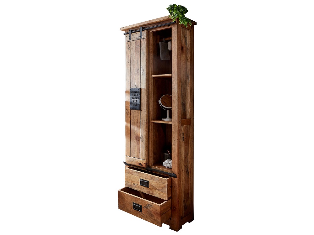 Standregal BA-0480 Mango Massivholz Beschläge Eisen Badezimmermöbel Gäste WC Schrank