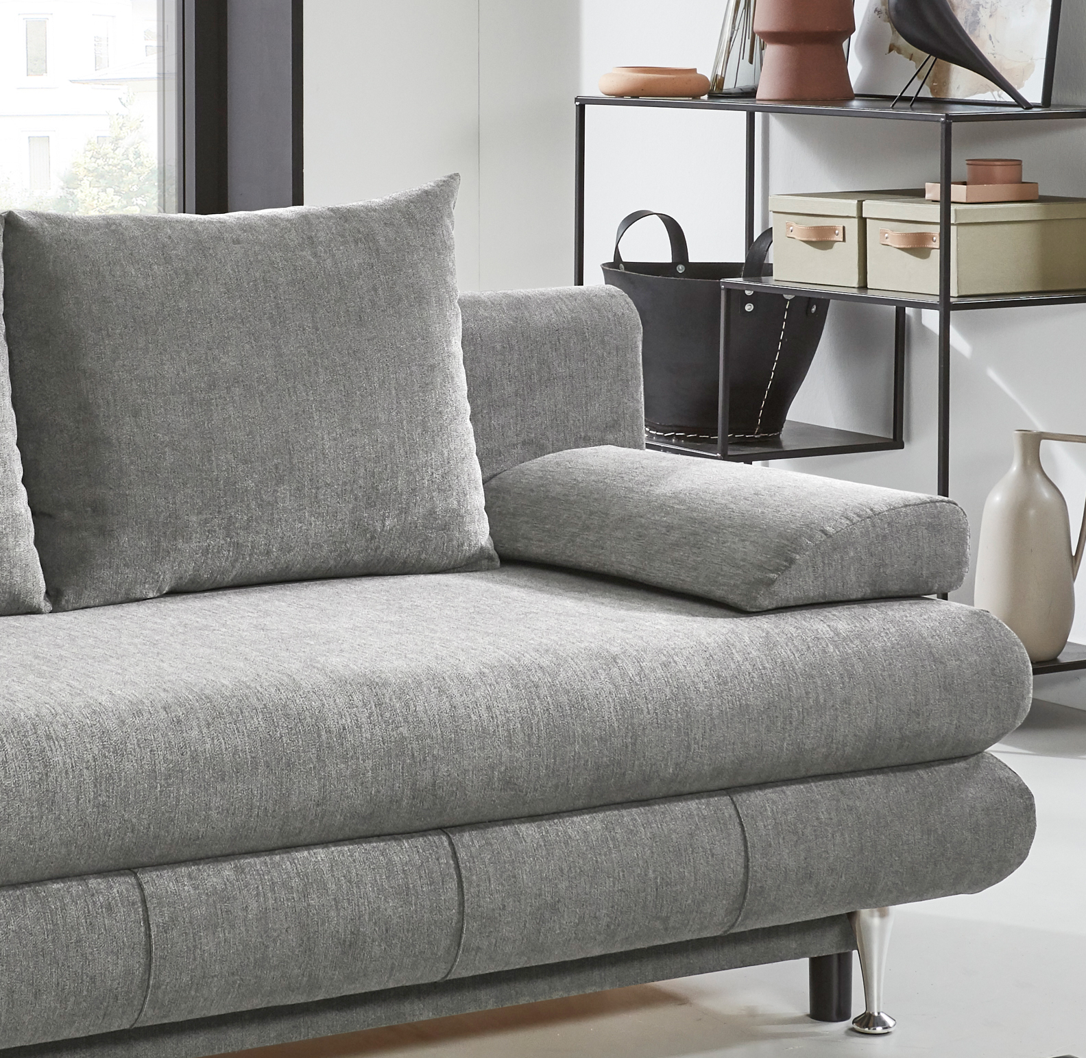 Funktionssofa Benfeld Grau Sofa Couch Wohnzimmersofa Wohnzimmercouch Liegesofa