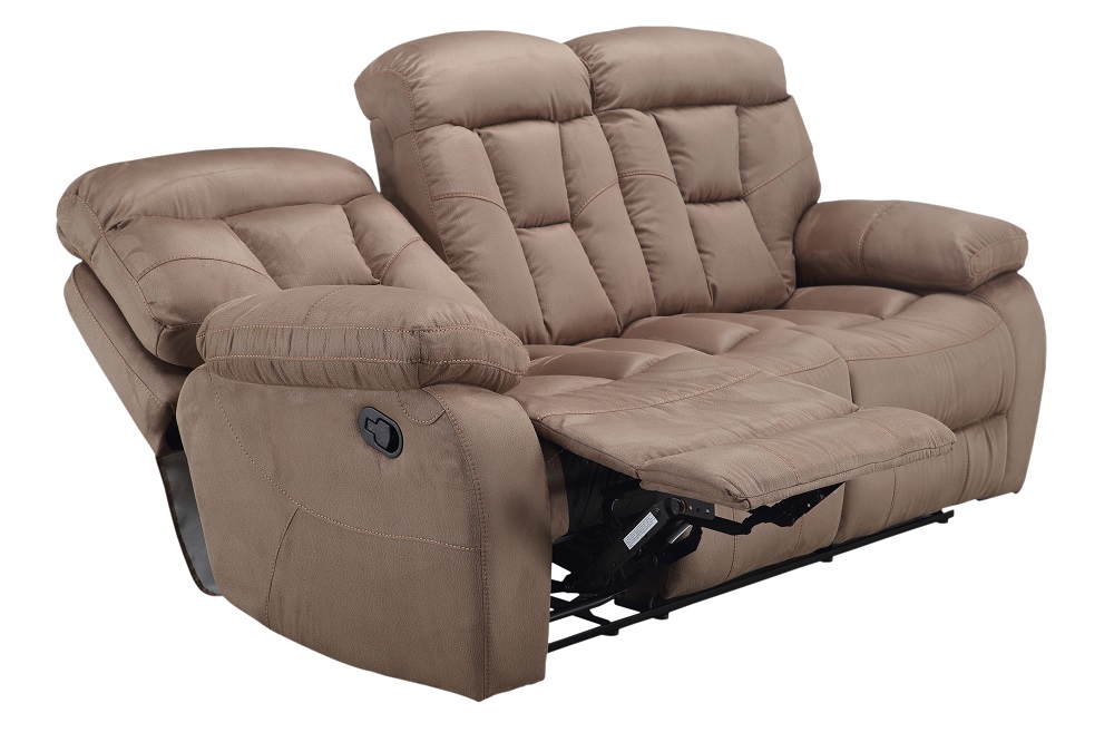 FM-394-3 Couch Hellbraun mit Relaxfunktion, Relaxcouch, 2x Einzel Klappbare Relaxsitze