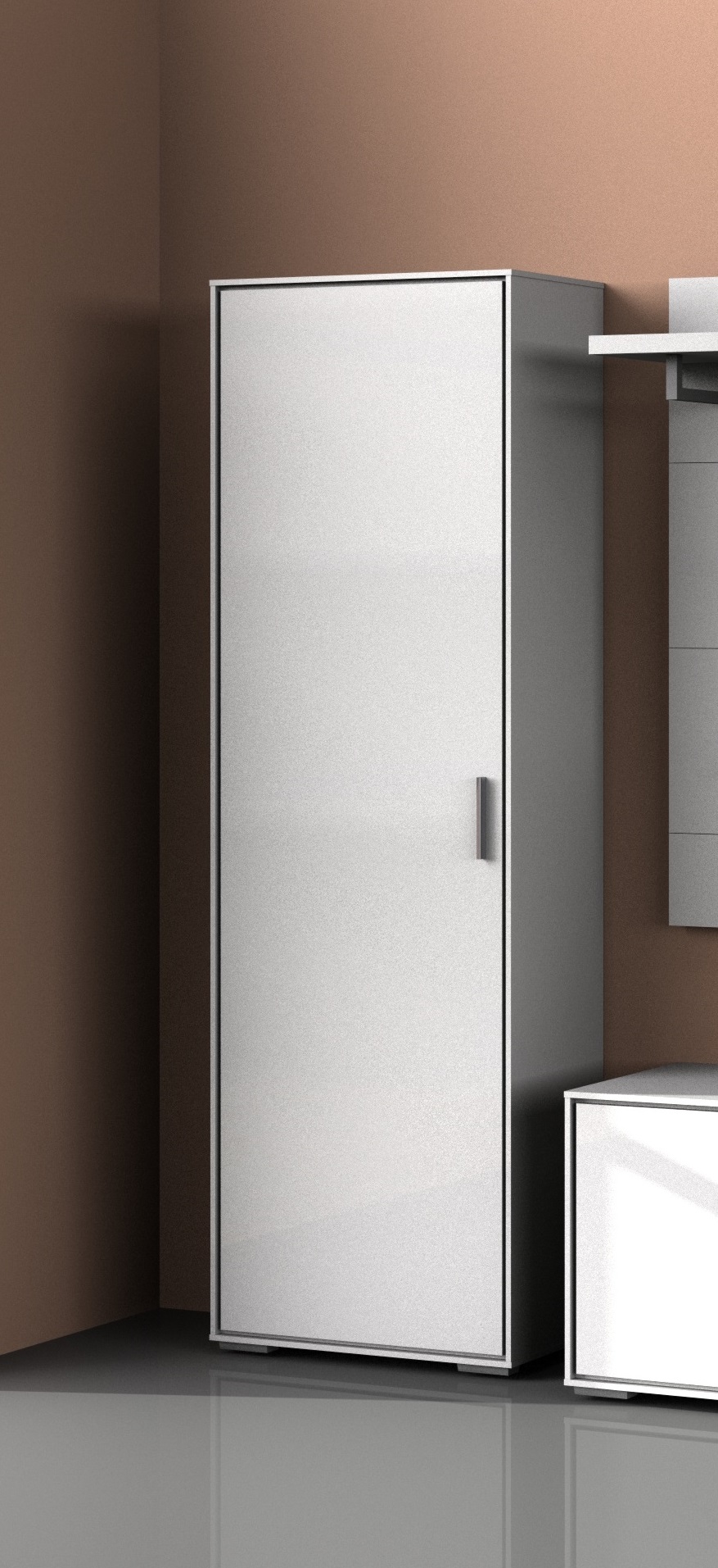 Garderobenschrank Villino Flurschrank Dielenschrank Weiß Hochglanz 61x187x33 Garderobenschrank Villino Flurschrank Dielenschrank Weiß Hochglanz 61x187x33