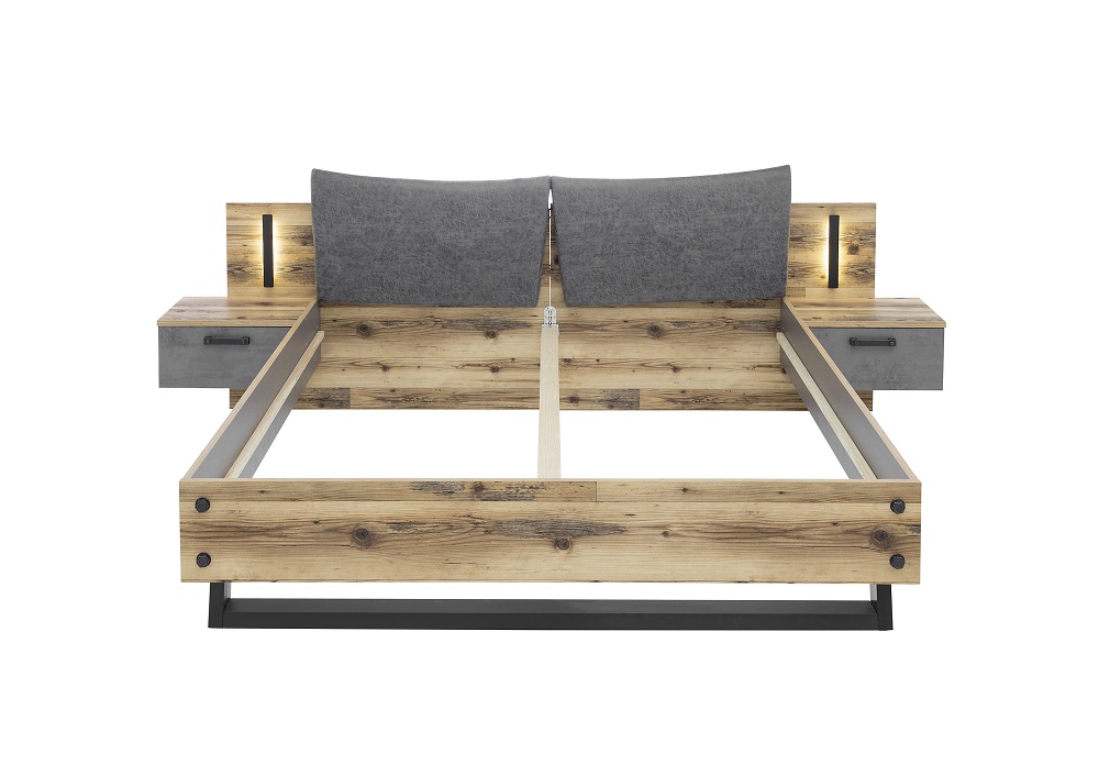 Bettgestell Dover 22 091 X7 Alpine Lodge Betonoxid Bett 180 x 200 cm Bettgestell Nachttische