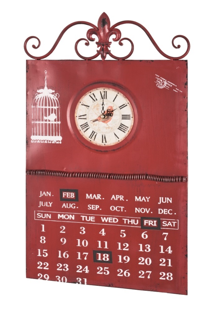 Memoboard Beatrice rot Uhr Kalender Wandtafel Wandboard