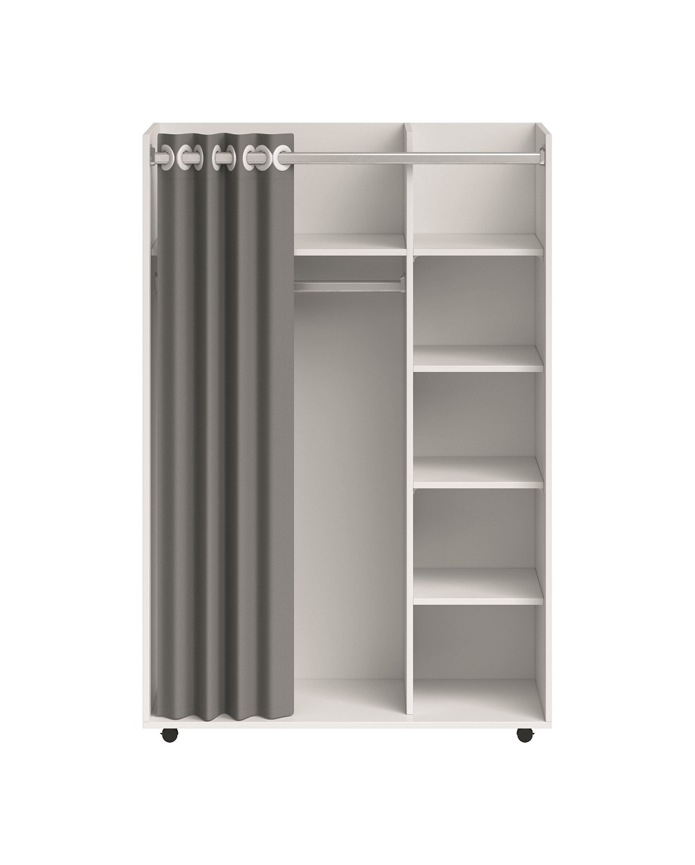 Kleiderschrank Stoffvorhang Jenke Weiß 6 Fächer 1 Kleiderstange Schlafzimmerschrank Kleiderschrank Stoffvorhang Jenke Weiß 6 Fächer 1 Kleiderstange Schlafzimmerschrank