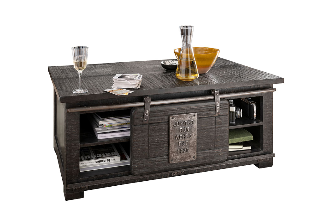 Couchtisch III WZ-0480 Grau Massivholz Stubentisch Wohnzimmertisch Tisch Metall