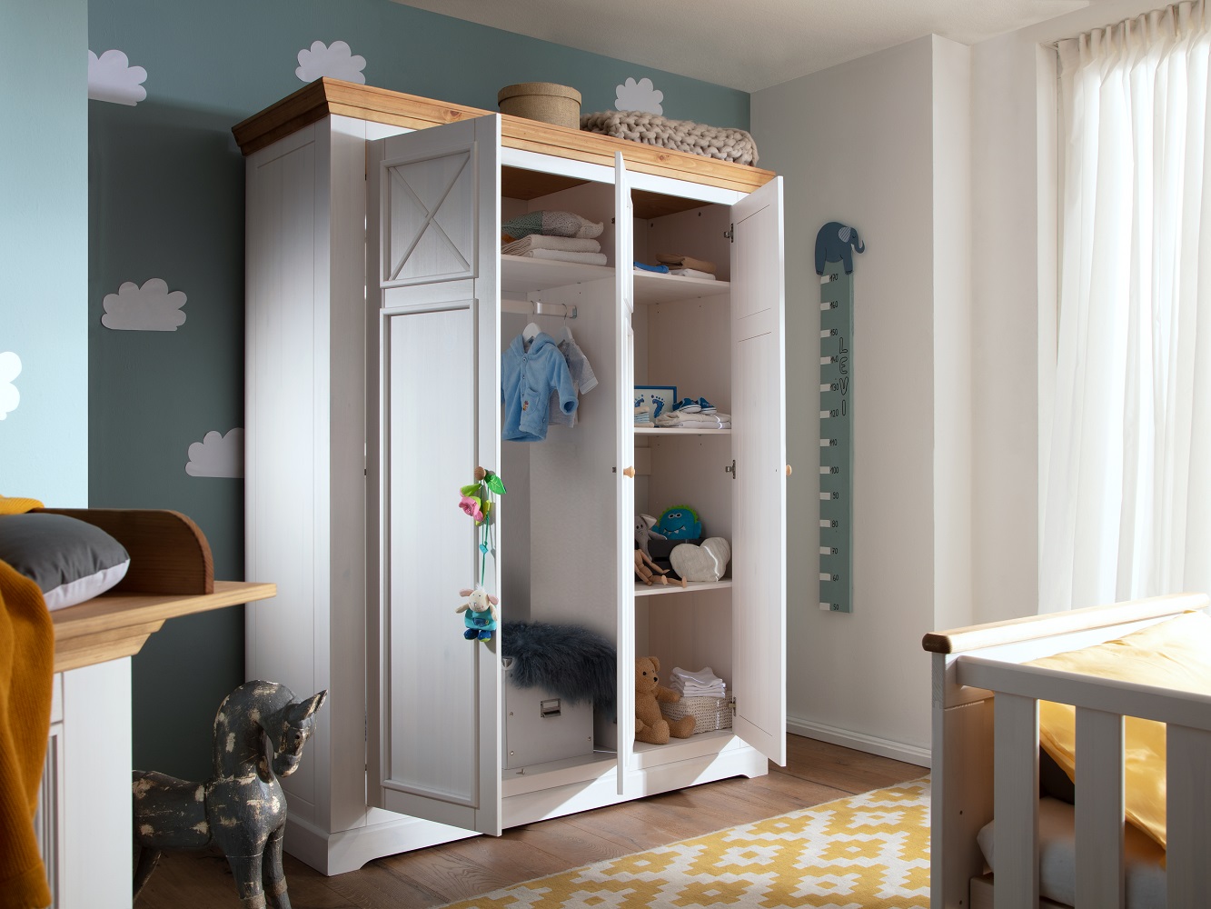 Kleiderschrank KI-0065 Kiefer massiv Weiß Eiche Schrank Drehtürenschrank Kleiderschrank KI-0065 Kiefer massiv Weiß Eiche Schrank Drehtürenschrank