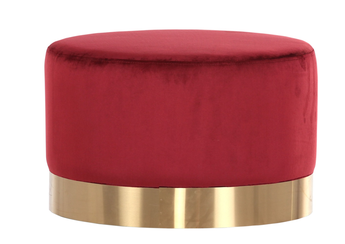 Hocker Winchester 65590/681 Rund Edelstahl Gold Stoff Sitzhocker Rot