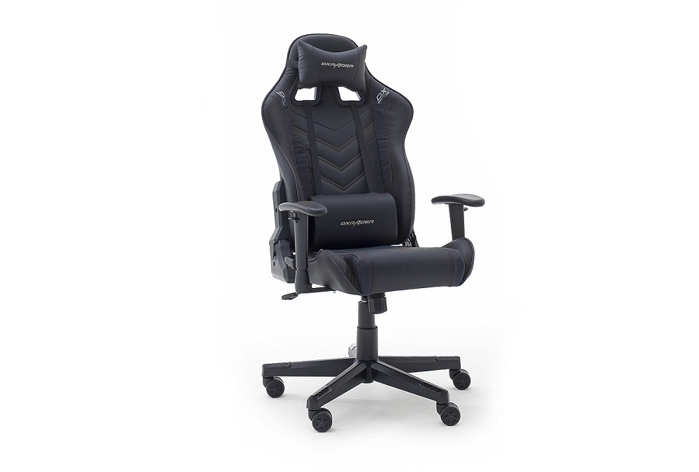 Gamingstuhl DX-Racer Schwarz mit Kissen höhenverstellbar Kunstleder Bürostuhl Gaslift