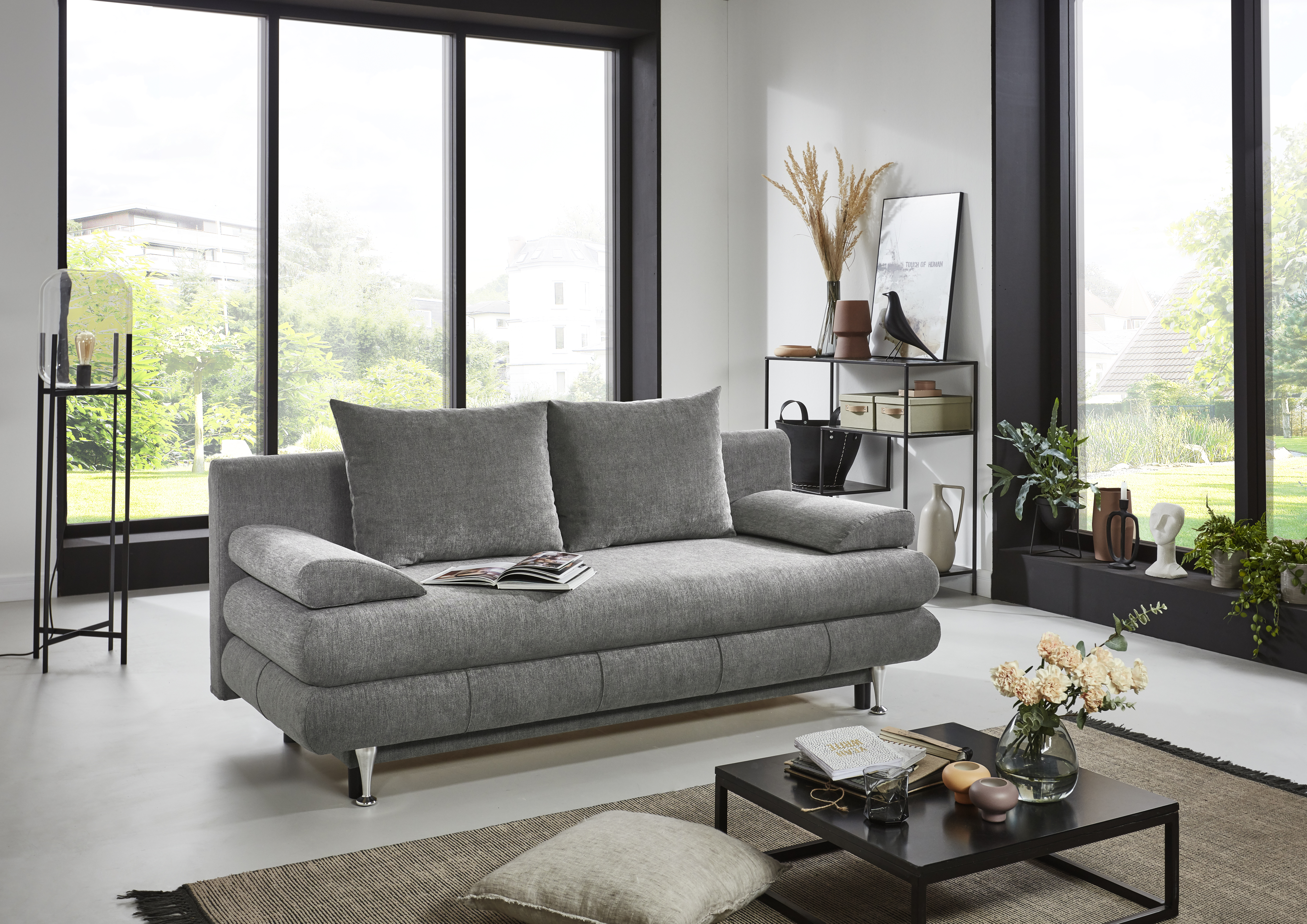 Funktionssofa Benfeld Grau Sofa Couch Wohnzimmersofa Wohnzimmercouch Liegesofa