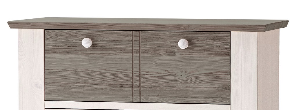 Kommode Göteborg Weiß Lava Kiefer Massivholz Anrichte Schrank Highboard