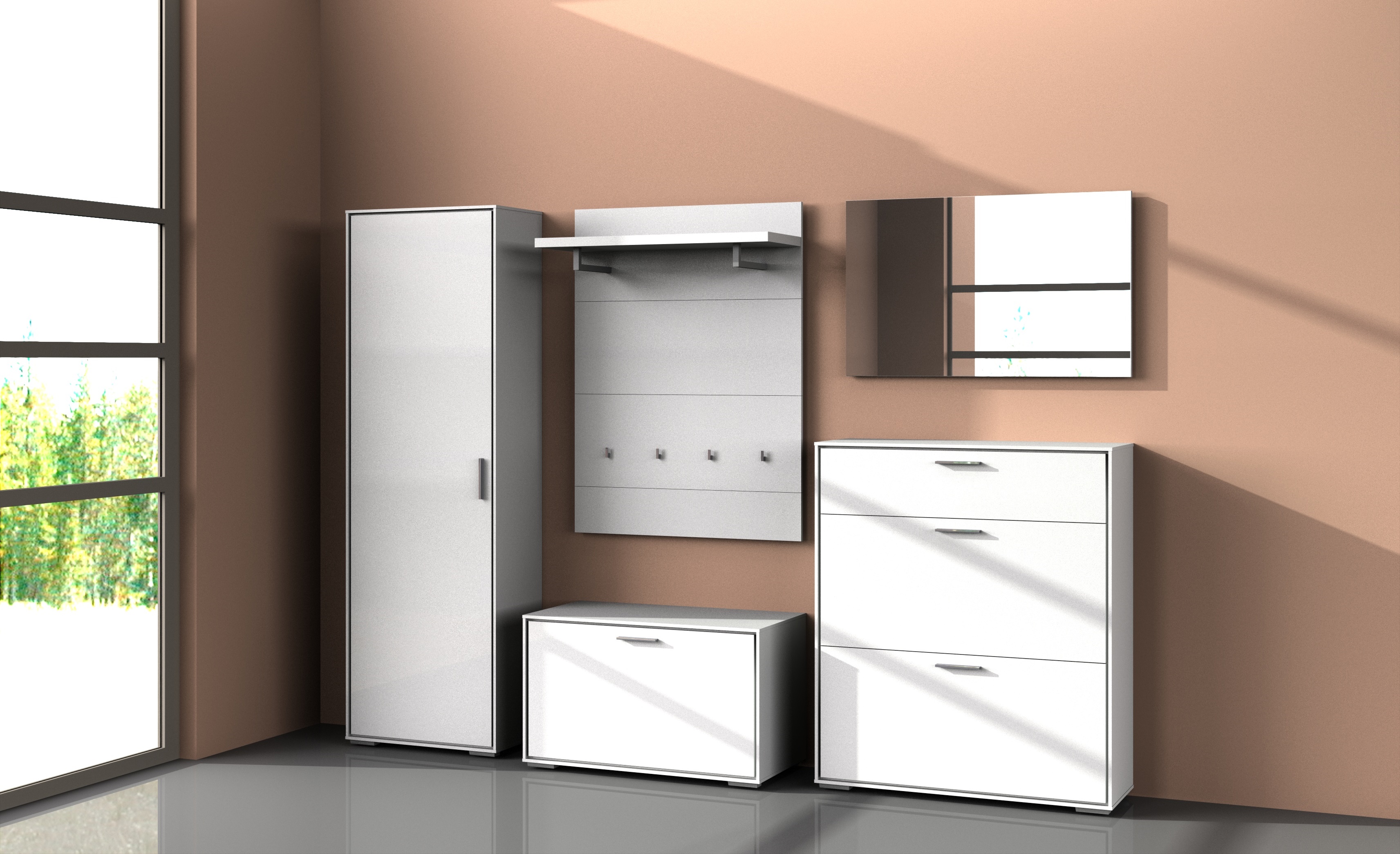 Garderobenschrank Villino Flurschrank Dielenschrank Weiß Hochglanz 61x187x33 Garderobenschrank Villino Flurschrank Dielenschrank Weiß Hochglanz 61x187x33
