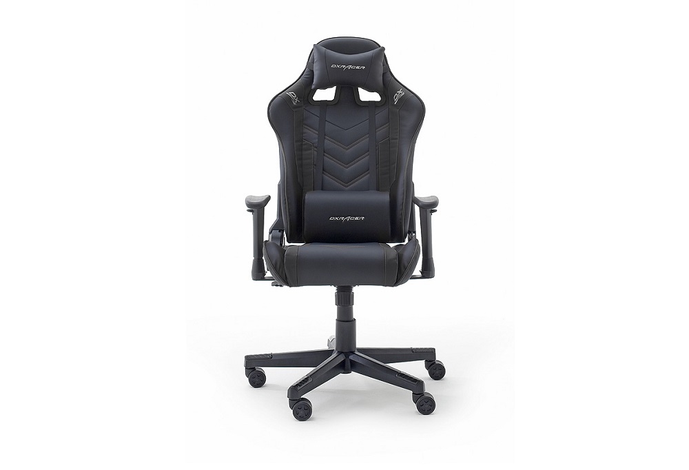 Gamingstuhl DX-Racer Schwarz mit Kissen höhenverstellbar Kunstleder Bürostuhl Gaslift