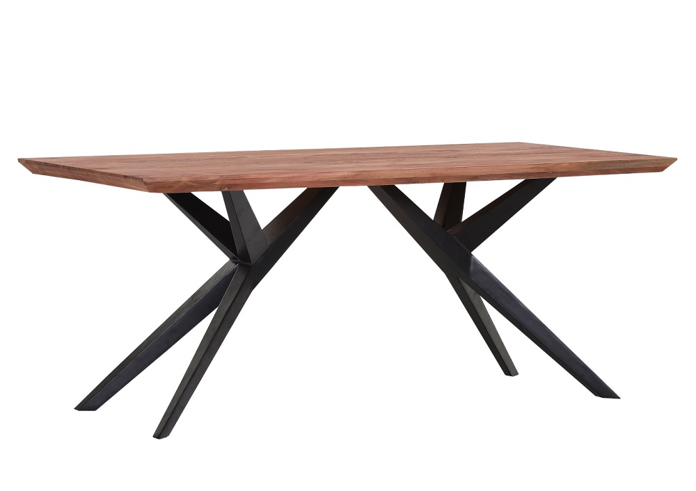 Esstisch Ted Akazie massiv gebeizt lackiert Metall 175x90 cm Küchentisch Tisch