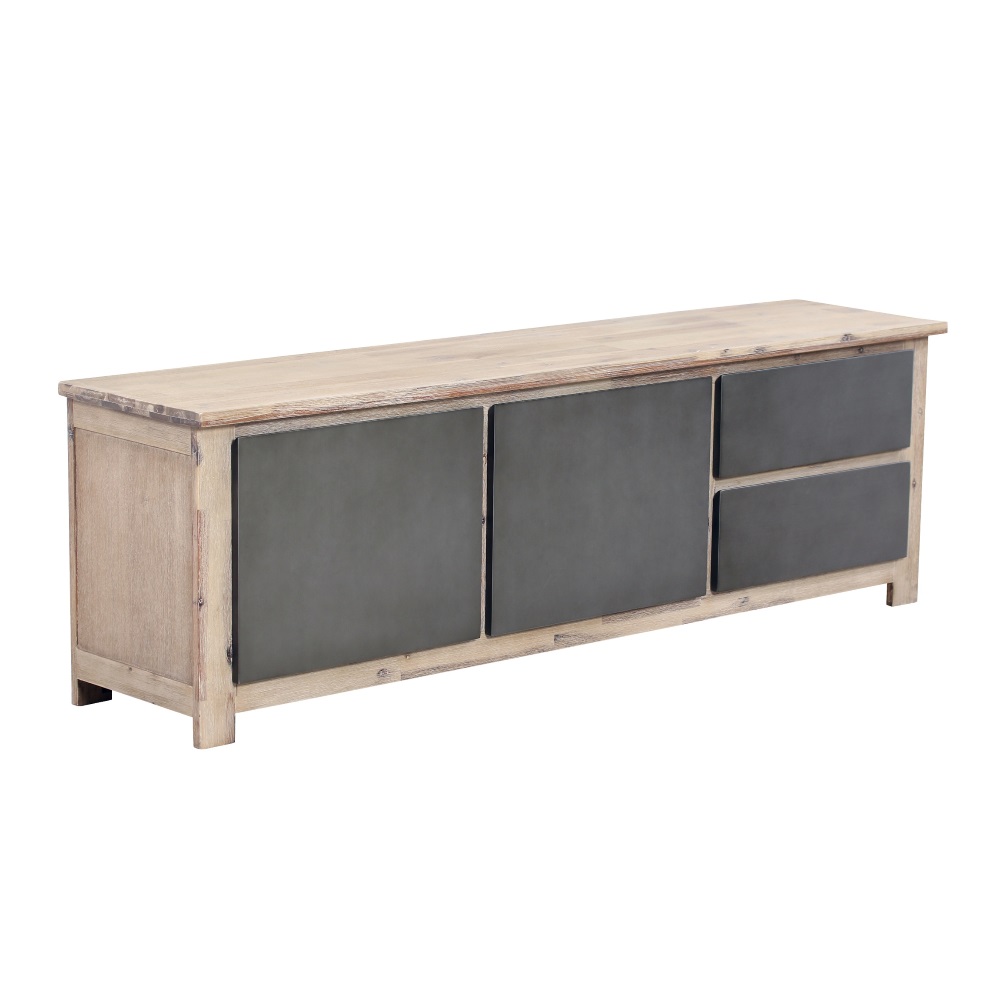 TV-Schrank RFD Akazie Grau TV-Lowboard Hifi-Schrank 2 Türen Soft-Close Sideboard