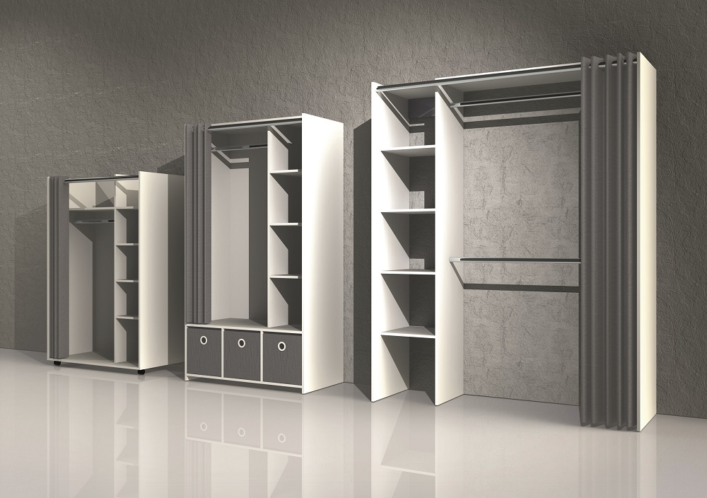 Kleiderschrank Stoffvorhang Jenke Weiß 6 Fächer 1 Kleiderstange Schlafzimmerschrank Kleiderschrank Stoffvorhang Jenke Weiß 6 Fächer 1 Kleiderstange Schlafzimmerschrank