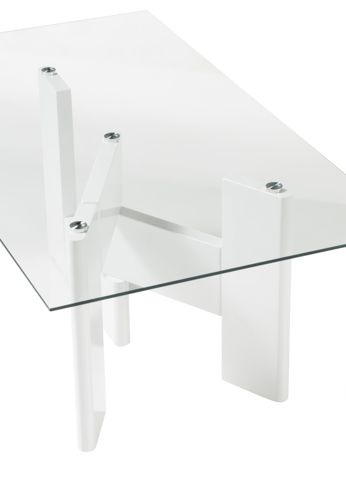 Couchtisch Matti Glas MDF Weiß Hochglanz Stubentisch Beistelltisch Wohnzimmer