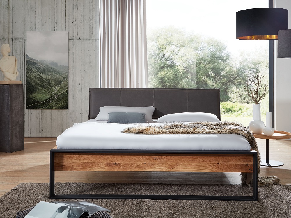 Bett BE0568 Bettgestell Doppelbett Bettrahmen Schlafzimmer Wildeiche Massiv