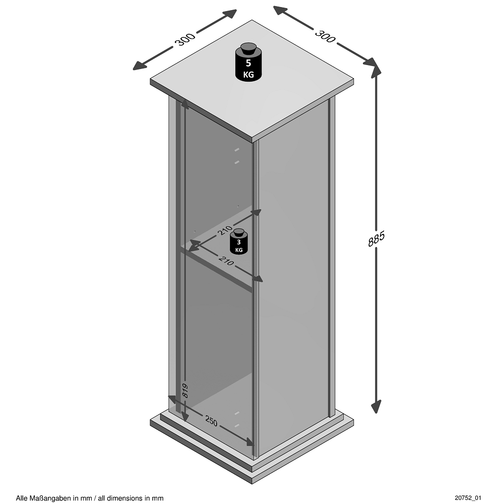 Dekosäule Essex 2 Matera MDF 1 Tür 1 Einlegeboden Tisch Dekoration Konsole