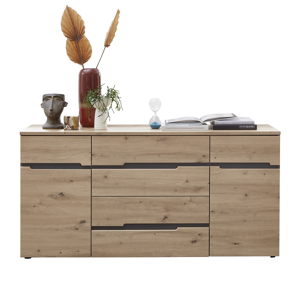 Memphis 10G6GH20 Sideboard Artisan Eiche Graphit mehrere Einlegeböden Schubladen