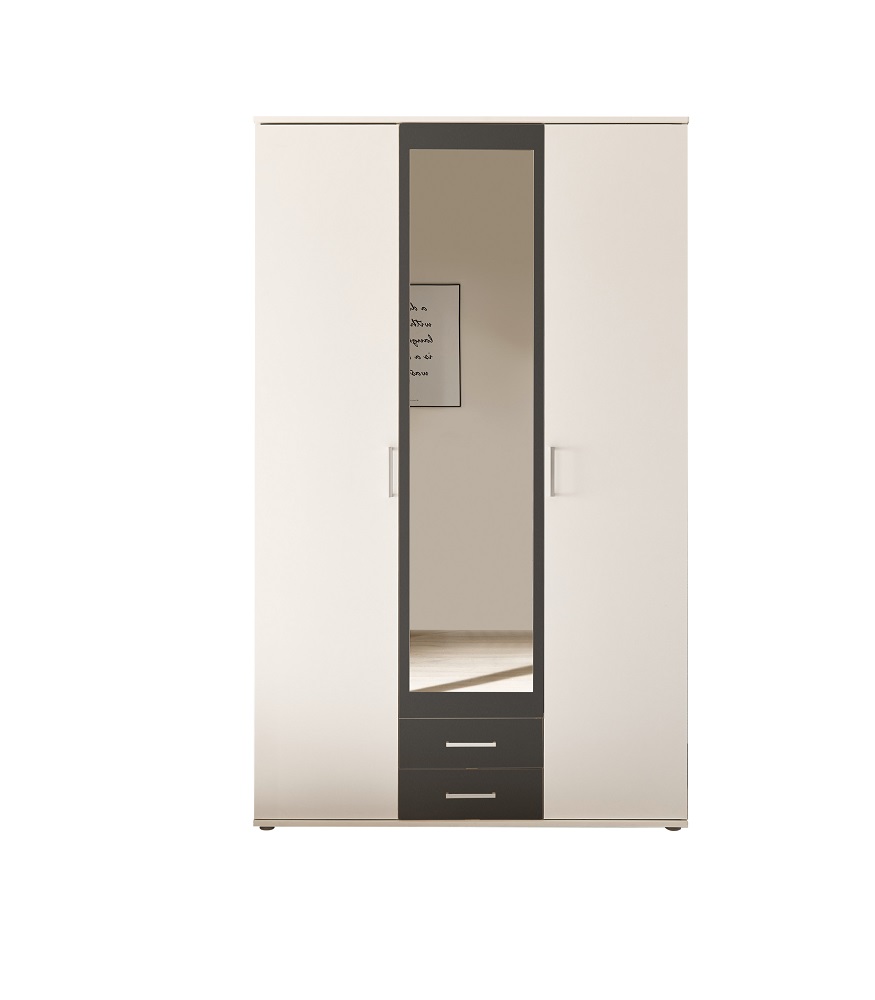 kleiderschrank hanau weiß/graphit spiegelschrank schrank schlafzimmerschrank