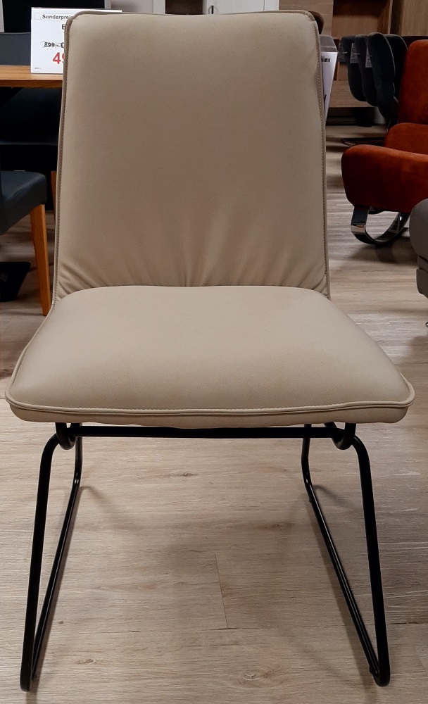 Esszimmerstuhl Flair in beige und schwarzes Gestell Stuhl Küchenstuhl Kunstleder