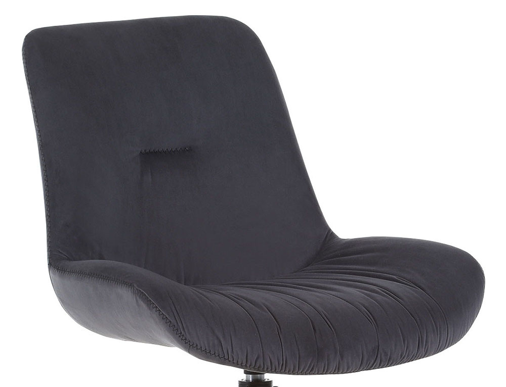 Stuhl Iggy Samtstoff schwarz Gestell Eiche schwarz lackiert 360° drehbar mit schwarzer Zick-Zack-Naht