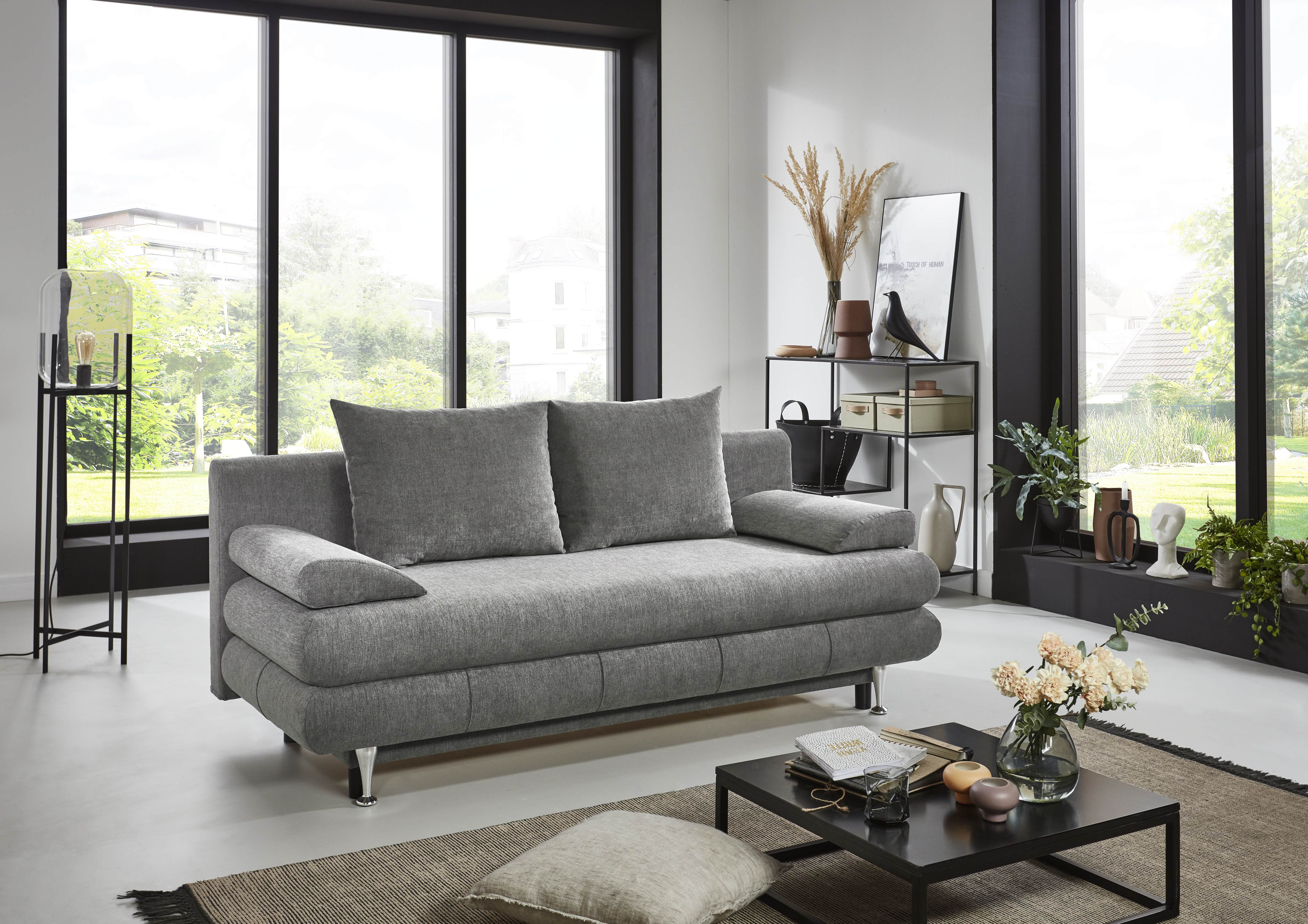 Funktionssofa Benfeld Grau Sofa Couch Wohnzimmersofa Wohnzimmercouch Liegesofa