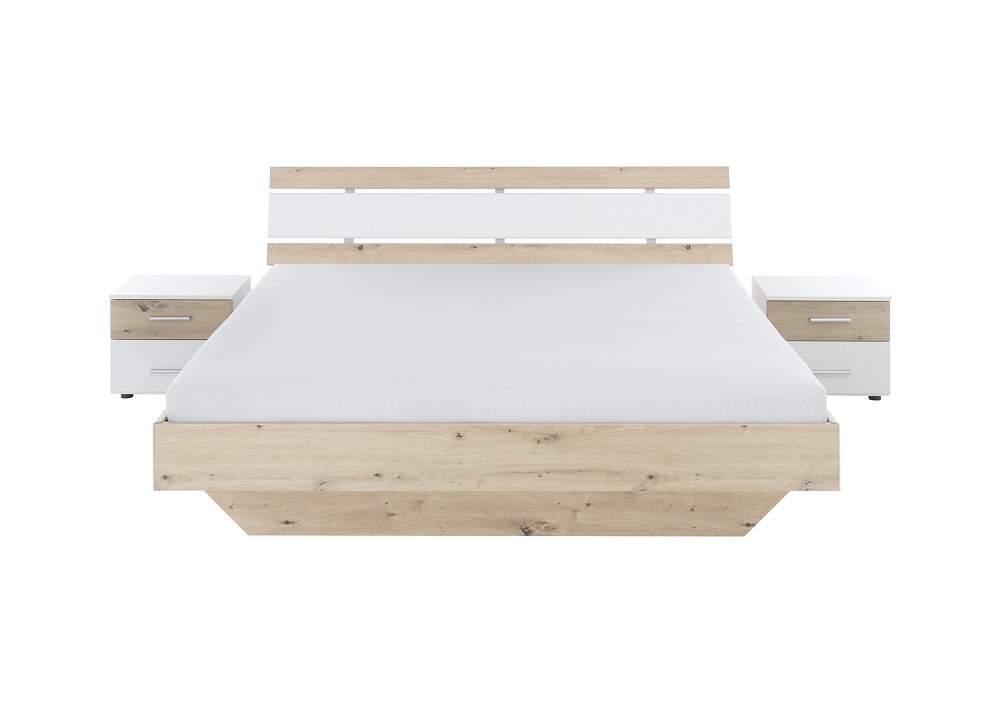 Bettanlage Cadiz Artisan Weiß Jugendbett Schlafzimmer 180x200 MDF m. 2 Nachtkonsolen