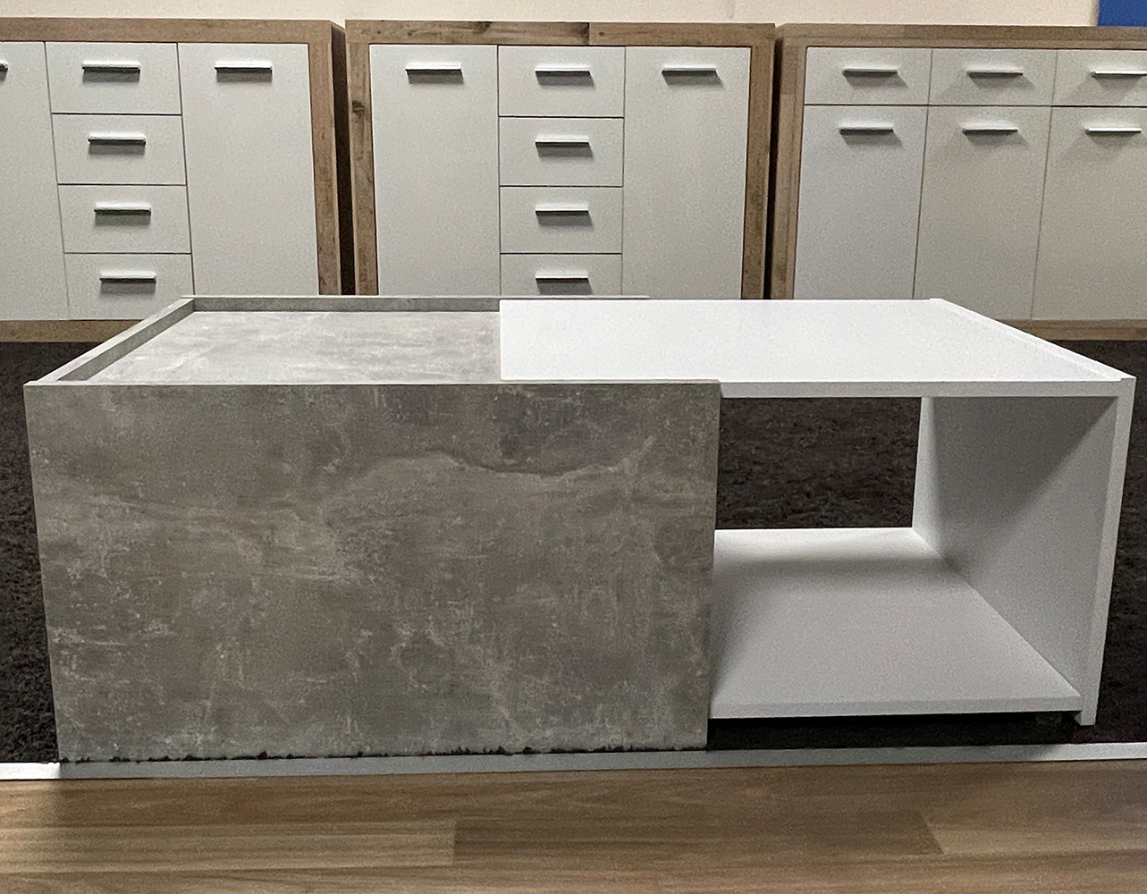 Couchtisch Universal Ausziehbar Beton Weiß Stubentisch Beistelltisch Tisch