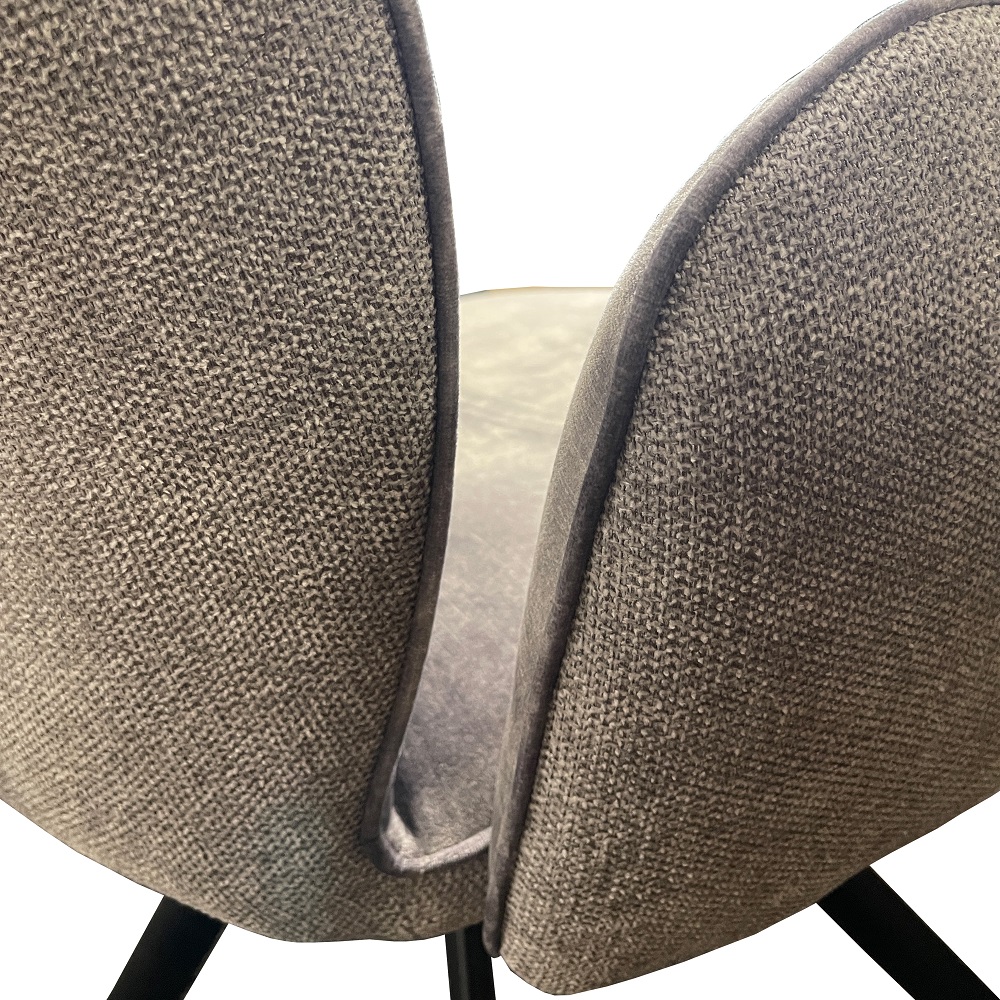 Stuhl JD7966-1 hellgrau mit hoher Rückenlehne Armlehne Metallgetell schwarz pulverbeschichtet