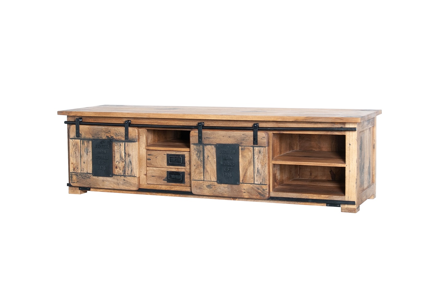 TV-Board WZ-0480-701 Mangoholz massiv Eisen Natur Fernsehschrank TV Schrank TV Möbel