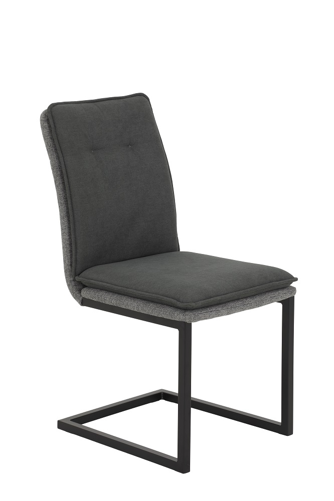 Schwingstuhl Talia Grau, Metallgestell, Esszimmerstuhl, Polsterstuhl, Freischwinger