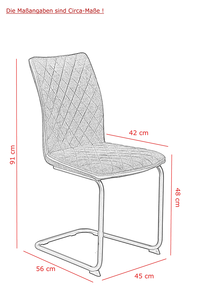 Schwingstuhl Doris Anthrazit Freischwinger Esszimmerstuhl Stuhl Polsterstuhl Küchenstuhl