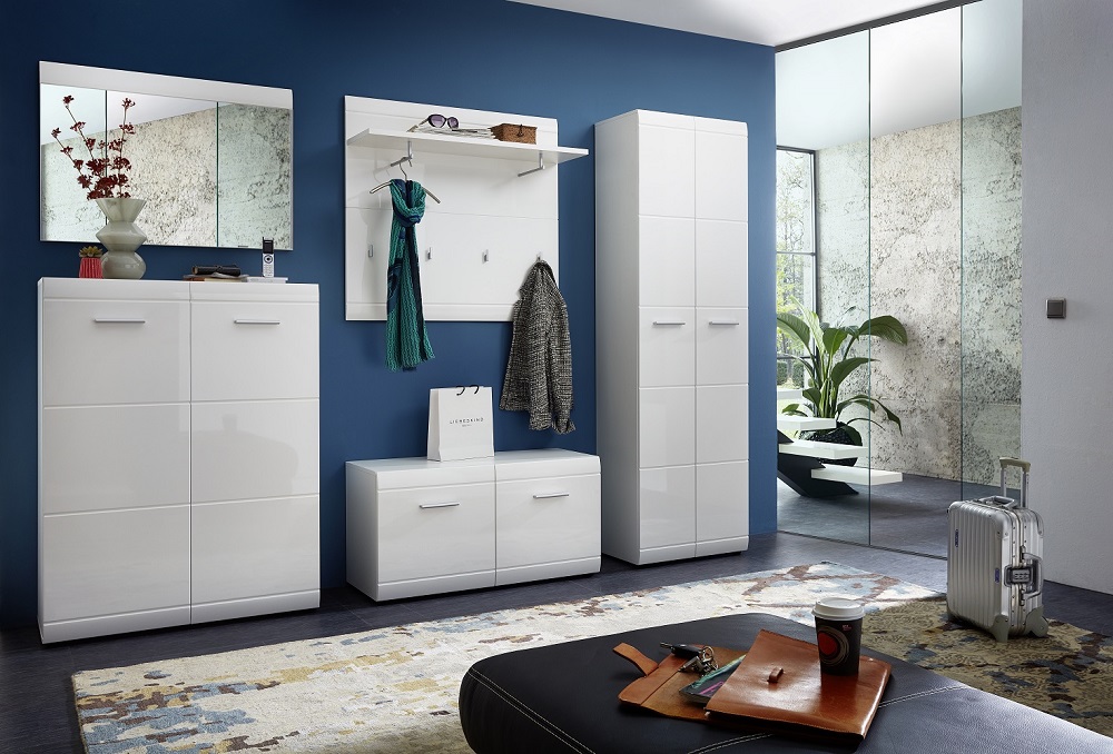 Garderobenschrank Adana 3577 Weiß 2-türig Schrank Stauraum Garderobe Flur Diele Garderobenschrank Adana 3577 Weiß 2-türig Schrank Stauraum Garderobe Flur Diele