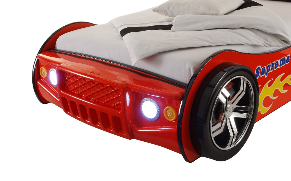 Rennautobett Energy Rot Bett Schlafgelegenheit Rennauto Autobett Auto mit Licht
