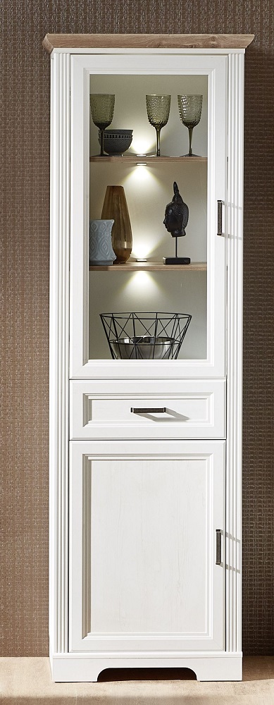 Vitrine Jasmin Pinie hell Artisan Eiche Standvitrine Schrank Wohnzimmermöbel Esszimmermöbel