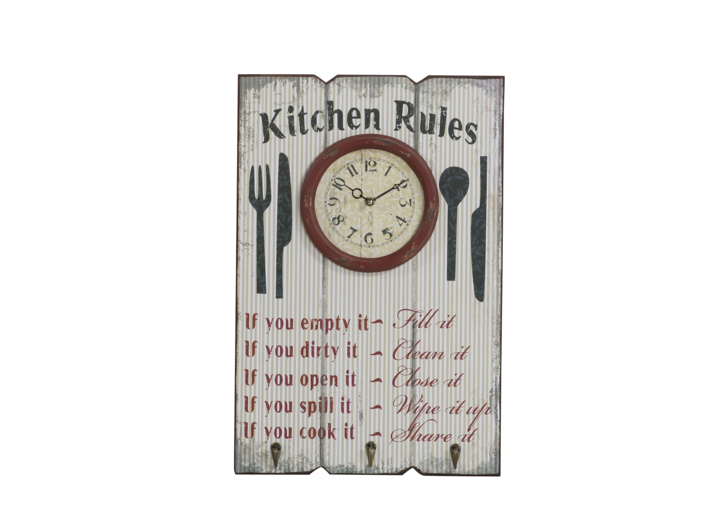 Wandschild Boardy Kitchen Rules Küche Wanddekoration Uhr Schild