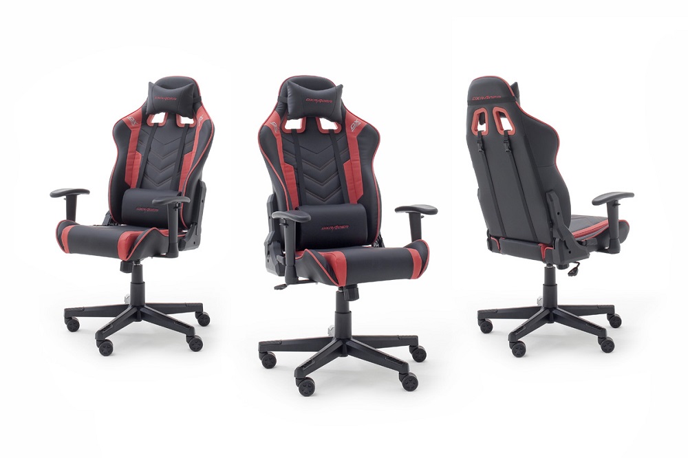 Gamingstuhl DX-Racer Schwarz-Rot mit Kissen höhenverstellbar Kunstleder Bürostuhl Gaslift