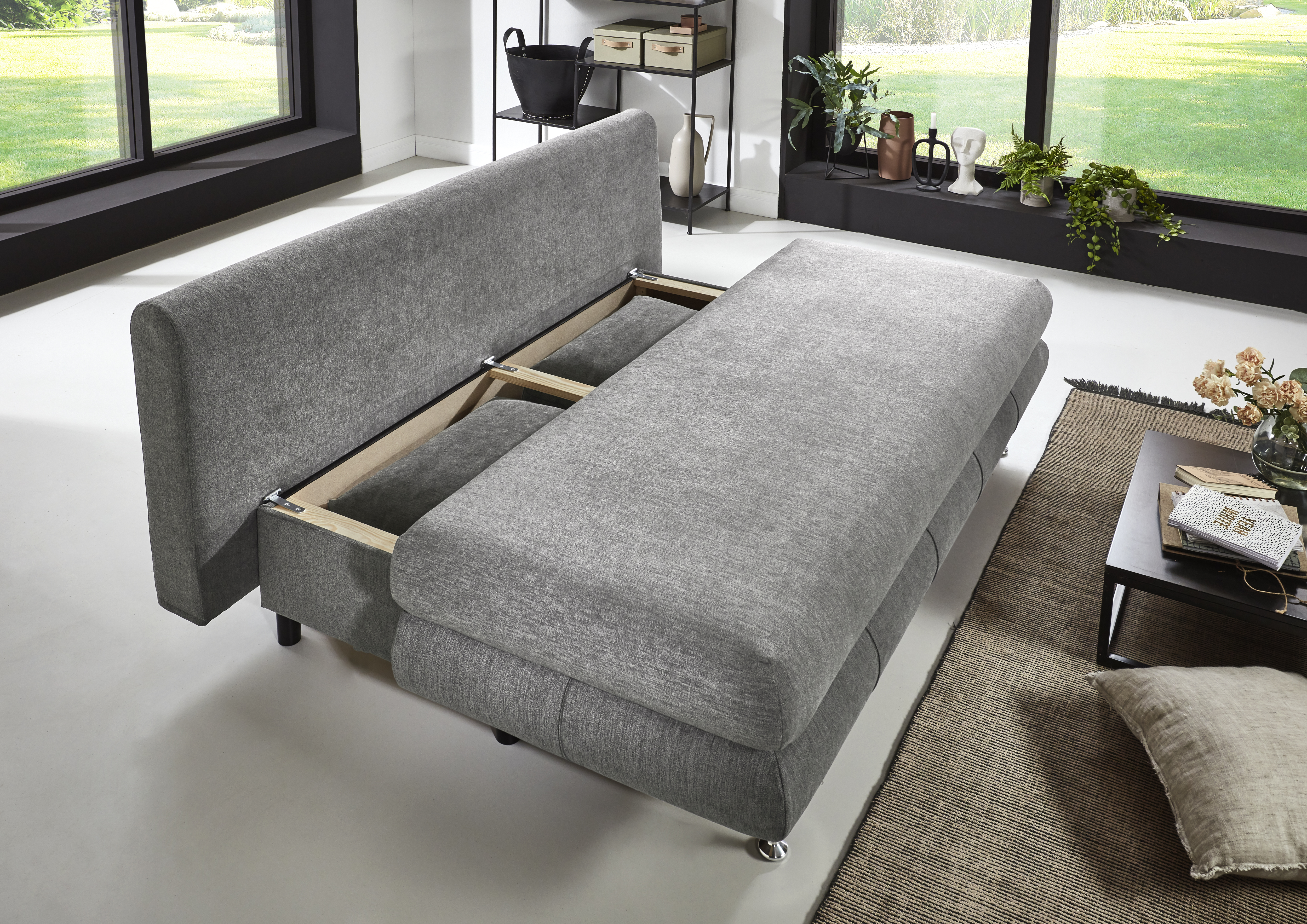 Funktionssofa Benfeld Grau Sofa Couch Wohnzimmersofa Wohnzimmercouch Liegesofa