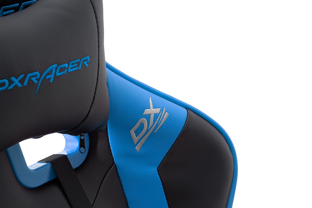 Gamingstuhl DX-Racer Schwarz-Blau mit Kissen höhenverstellbar Kunstleder Bürostuhl Gaslift