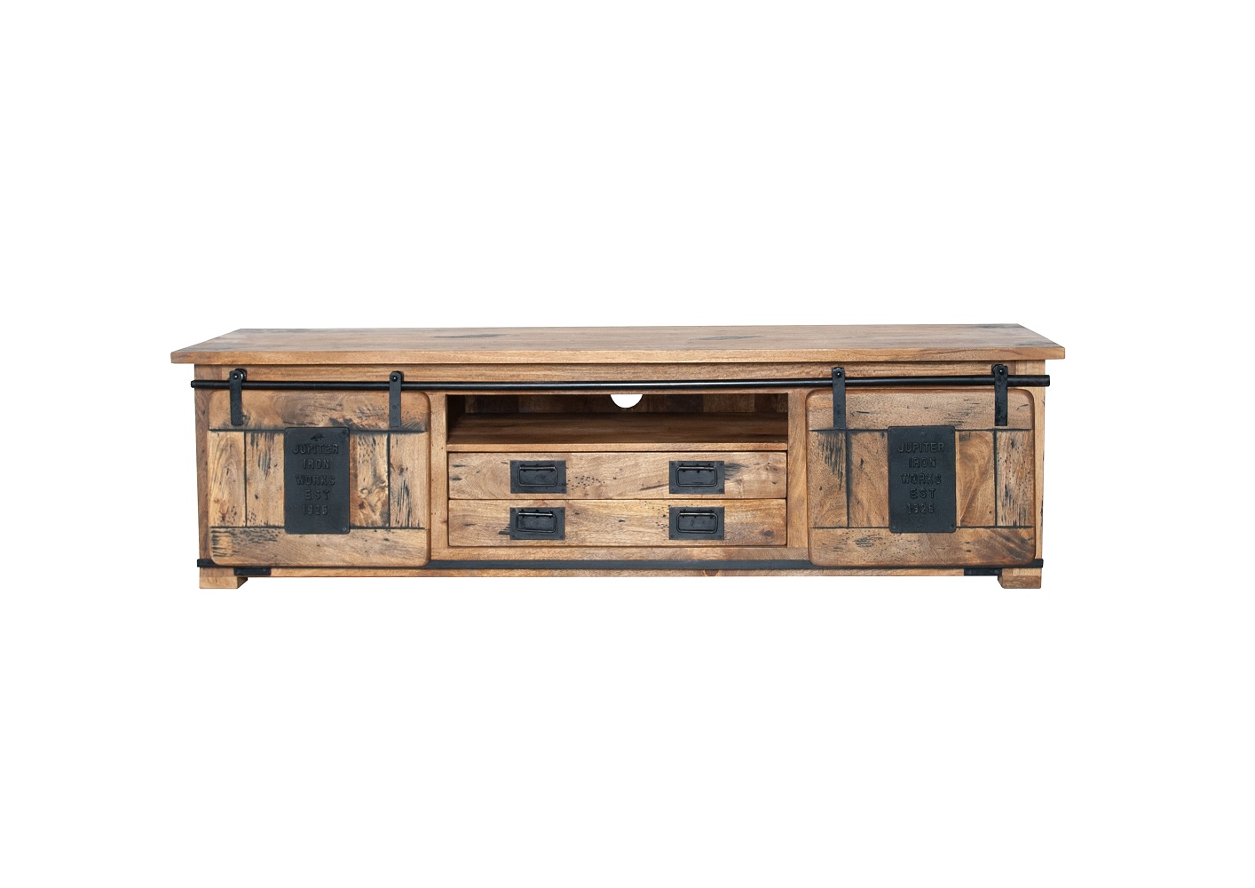 TV-Board WZ-0480-701 Mangoholz massiv Eisen Natur Fernsehschrank TV Schrank TV Möbel