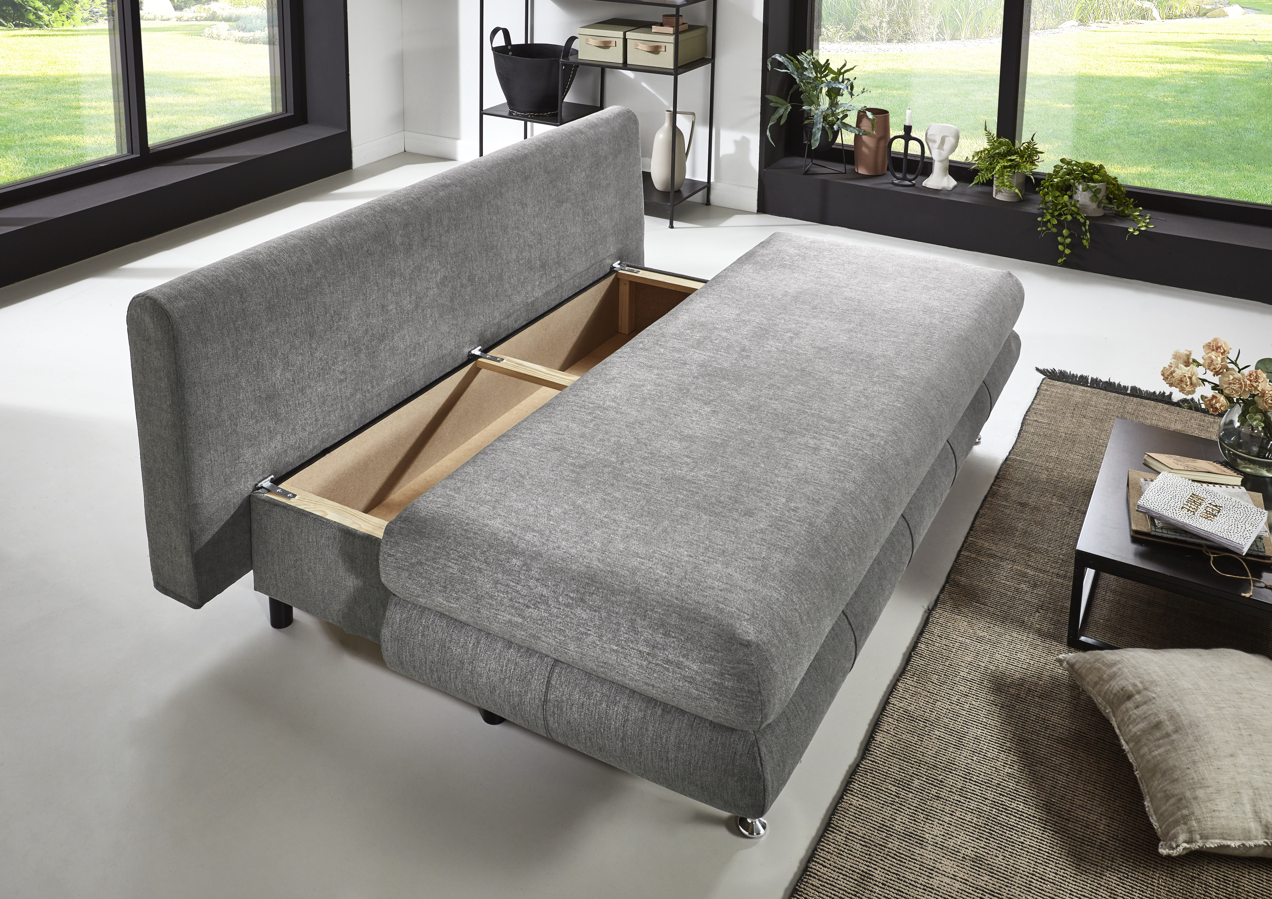 Funktionssofa Benfeld Grau Sofa Couch Wohnzimmersofa Wohnzimmercouch Liegesofa