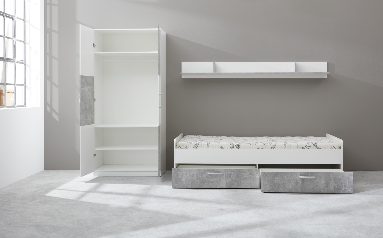 Jugendbett Canaria Weiß Beton Funktionsbett Kinderbett Bett Liege Jugendzimmer Jugendbett Canaria Weiß Beton Funktionsbett Kinderbett Bett Liege Jugendzimmer