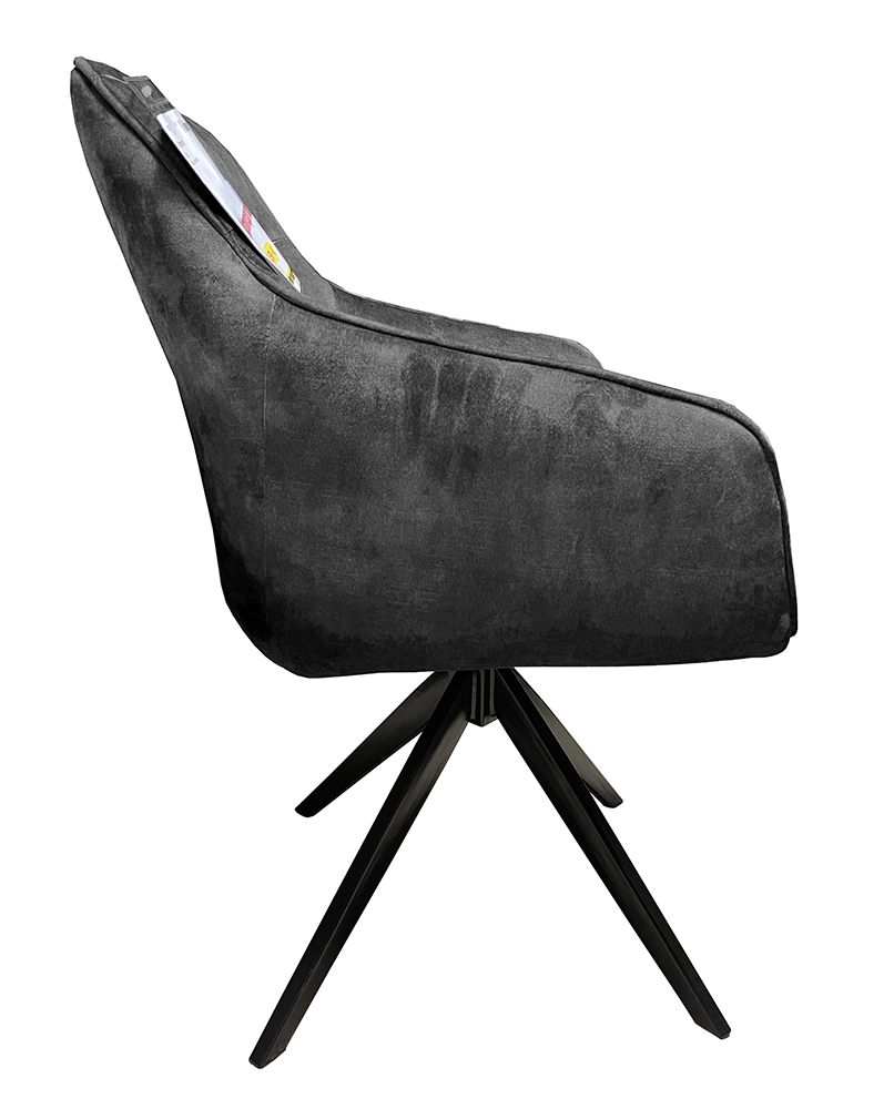 Armlehnenstuhl Jazz Velours anthrazit 180° drehbar Auto-Return-Funktion Metallgestell