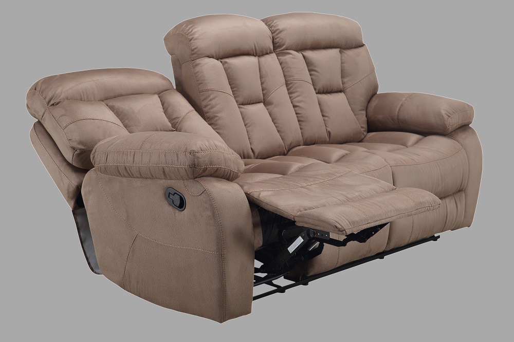 FM-394-3 Couch Hellbraun mit Relaxfunktion, Relaxcouch, 2x Einzel Klappbare Relaxsitze