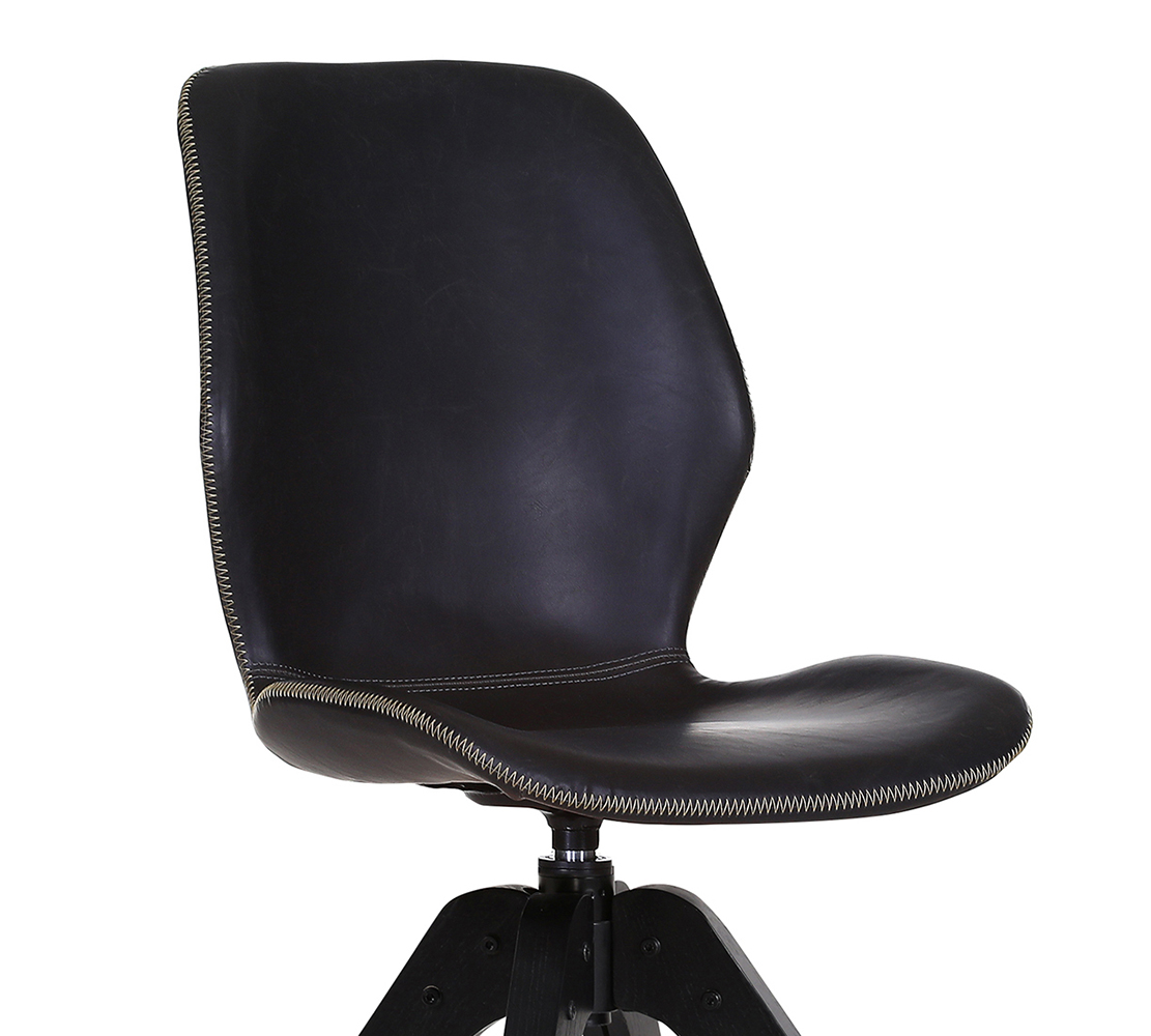 Stuhl Floyd 360° drehbar Bezug schwarz Zick-Zack-Naht Eiche massiv schwarz lackiert