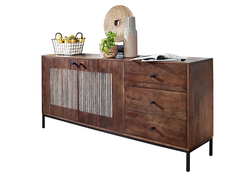 Sideboard III WZ-0564 Mangoholz massiv Steinfurnier Kommode Anrichte Schrank Wohnen