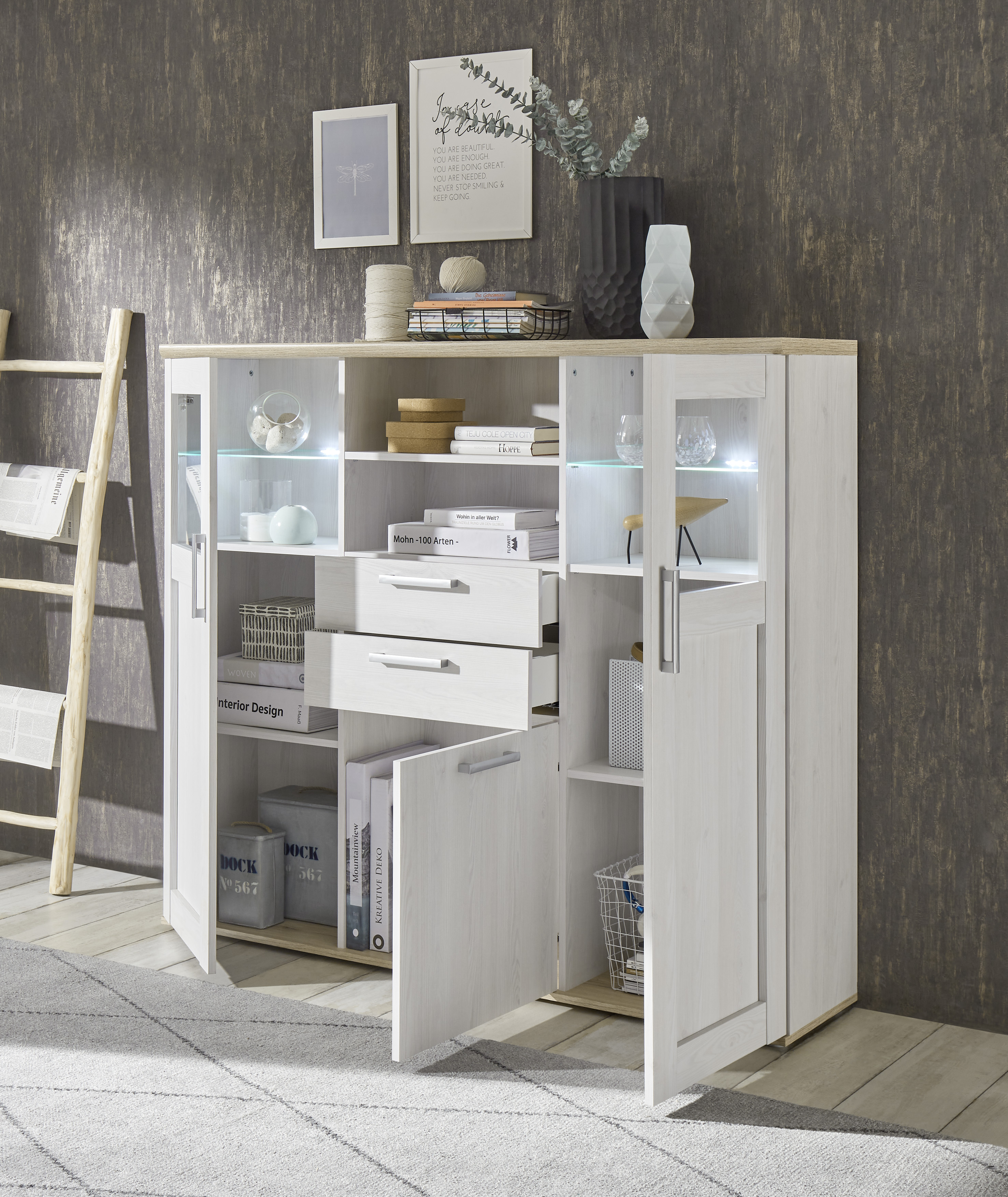 Highboard Venezia Hochschrank Schrank Wohnzimmerschrank Wohnzimmer Beleuchtung Highboard Venezia Hochschrank Schrank Wohnzimmerschrank Wohnzimmer Beleuchtung